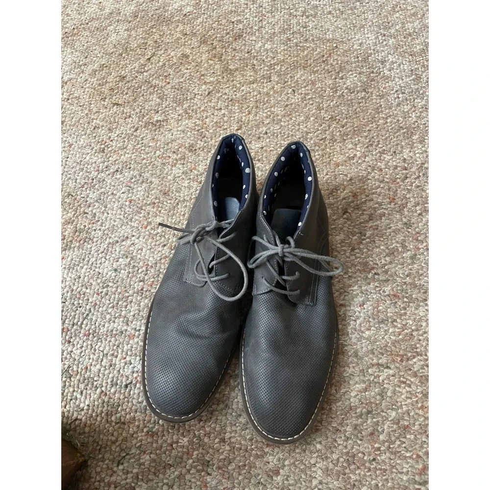 Steve Madden Charcoal‎ Grey Perforated Chukka Boots Lace Up Ankle Desert Shoes
